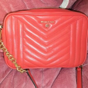 Michael Kors Vibrant Red Chevron Crossbody Bag